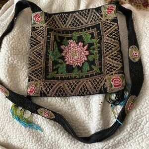 Multi color beaded evening bag great condition with satin lining